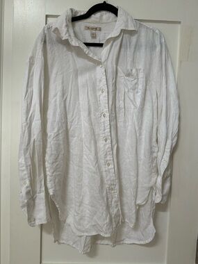 Banana Republic oversized white linen button down